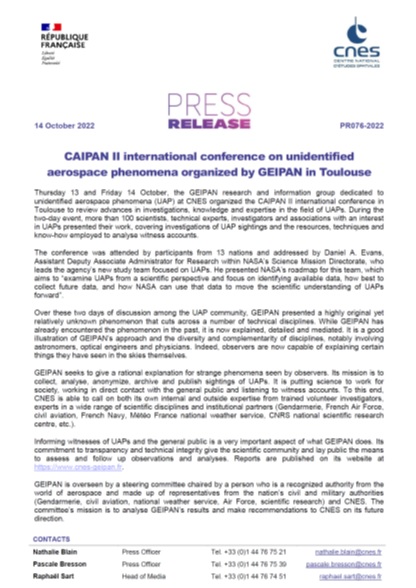 Communiqué de presse en anglais